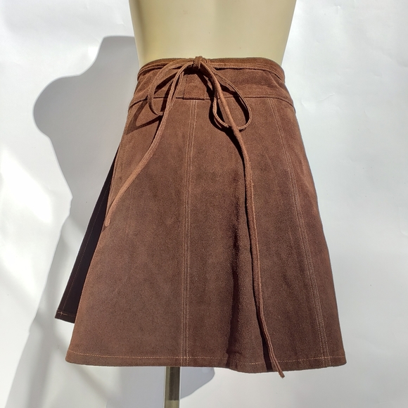 Vintage Brown Suede Mini Wrap Skirt - Picture 5 of 7
